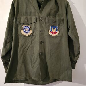 Jac Vanek Olive Green Military Field Jacket with Embroidered Patches